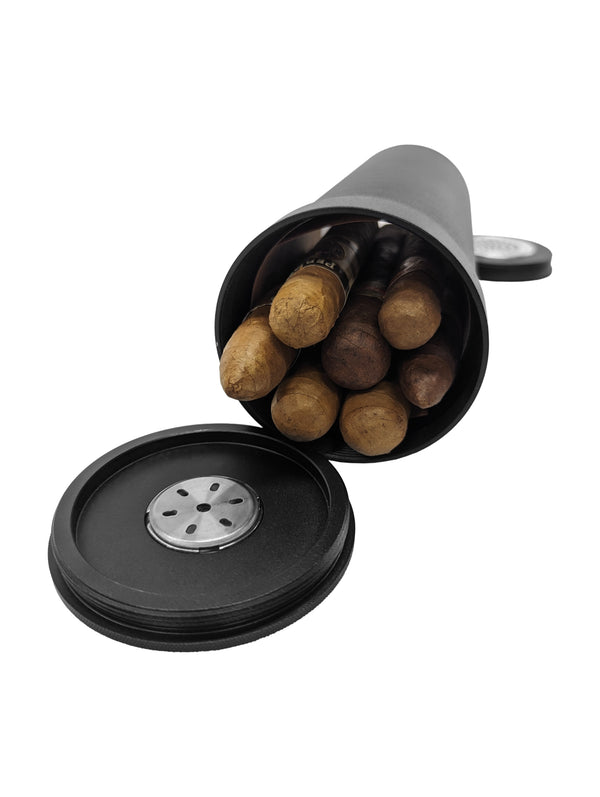 The "Smokestack" Portable Humidor - Coalfire Black